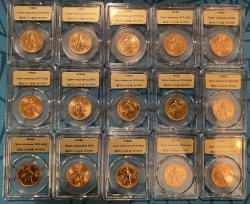 Золотая монета "Червонец Сеятель" 1975-1982 года в слабе MS 65 - MS 66